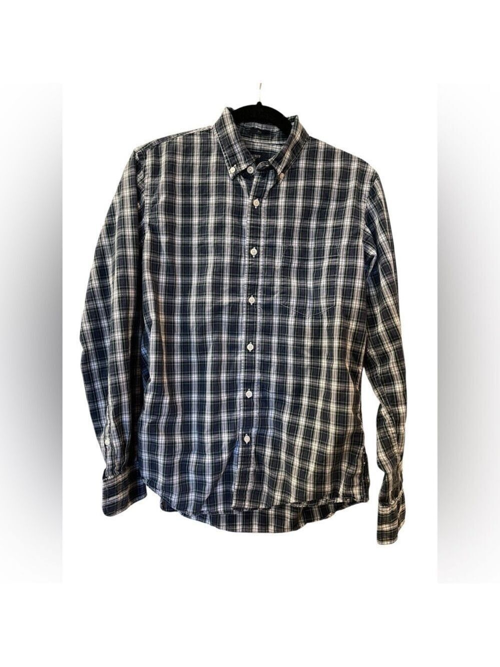 J CREW Men’s Blue Green Plaid Shirt Slim Button Up Pocket Preppy Size: Medium